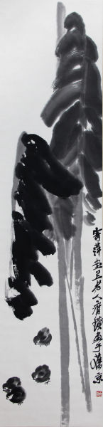 齐白石 芭蕉群鸡 133×32.5cm