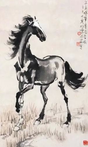 3561 徐悲鸿(1895-1953)?立马图 镜心?设色纸本 61×37 cm 说明：上款人“子良”即为陈明仁。Lot3561-Lot3562均为陈氏家属友情提供。 RMB: 2,200,000-3,200,000